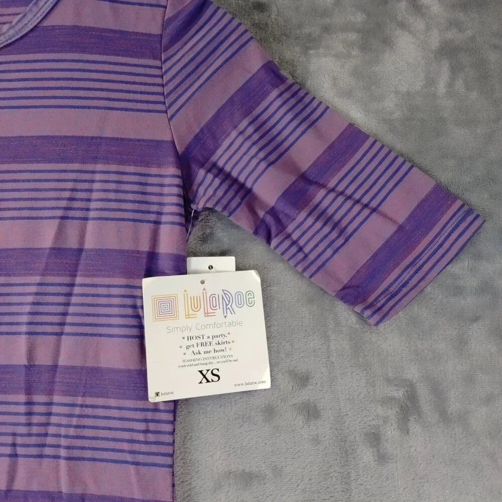 Lularoe Womens Julia Dress Size XS Purple Striped Stretch Bodycon‎ Midi Casual
